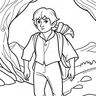 Frodo Beutlin auf abenteuerlicher Reise Ausmalbild | Der Herr der Ringe Ausmalbild