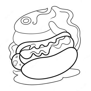 Niedliches Cartoon Hot Dog Ausmalbild | Hot Dog Ausmalbild