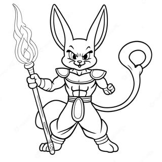 Beerus mit seinem Stab Ausmalbild | Beerus Ausmalbild