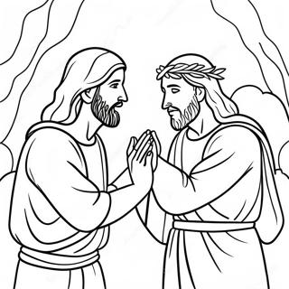 Jesus berührt den Blinden Ausmalbild | Jesus heilt Ausmalbild