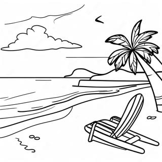 Bunte jamaikanische Strandlandschaft Ausmalbild | Jamaika Ausmalbild