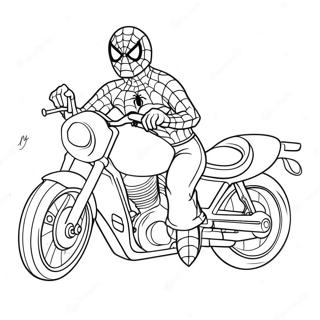 Spiderman auf einem coolen Motorrad Ausmalbild | Spiderman Motorrad Ausmalbild