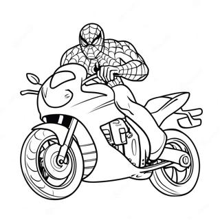 Spiderman fährt ein schnelles Motorrad Ausmalbild | Spiderman Motorrad Ausmalbild