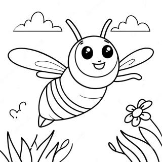 Niedliche Hummel beim Fliegen Ausmalbild | Hummel Ausmalbild