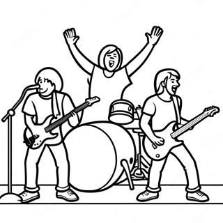 Energiegeladene Rockband Aufführung Ausmalbild | Rockband Ausmalbild