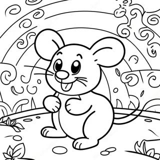 Glückliche Maus im Käse-Labyrinth Ausmalbild | Maus Ausmalbild