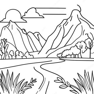 Bunte argentinische Landschaft Ausmalbild | Argentinien Ausmalbild