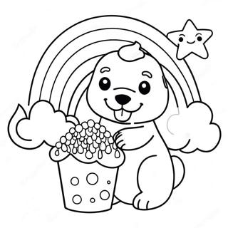 Magischer Puppycorn im Regenbogen Ausmalbild | Puppycorn Ausmalbild