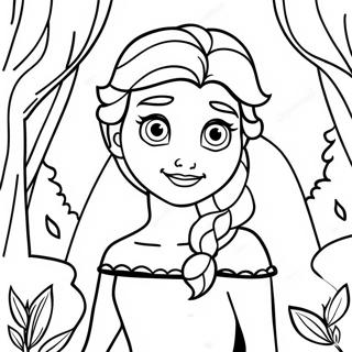 Elsa im magischen Wald Ausmalbild | Elsa Frozen 2 Zeig dich Ausmalbild