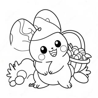 Niedliche Pokemon mit Osternestern Ausmalbild | Pokemon Ostern Ausmalbild