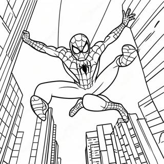 Spiderman schwingt durch die Stadt Ausmalbild | Spiderman Valentinstag Ausmalbild