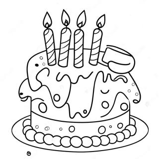 Geburtstagskuchen mit bunten Kerzen Ausmalbild | Geburtstag Ausmalbild