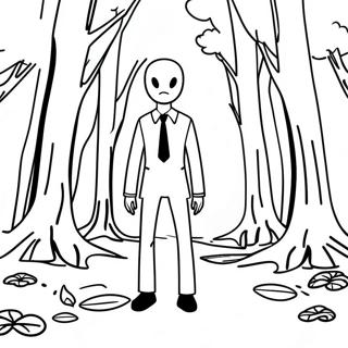 Gruseliger Slenderman Wald Ausmalbild | Slenderman Ausmalbild