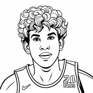 LaMelo Ball in Aktion Ausmalbild | LaMelo Ball Ausmalbild