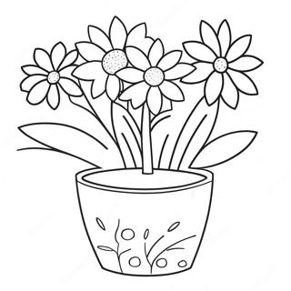 Blumentopf mit bunten Blumen Ausmalbild | Blumentopf Ausmalbild