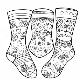 Bunte Sockenmuster Ausmalbild | Socke Ausmalbild