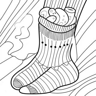 Gestreifte Socke Ausmalbild | Socke Ausmalbild