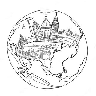 Bunte Länder der Welt Ausmalbild | Länder Ausmalbild