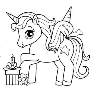 Glitzerndes Geburtstags-Einhorn Ausmalbild | Geburtstags-Einhorn Ausmalbild