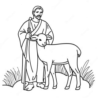 Sanfter Hirte mit Lamm Ausmalbild | Guter Hirte Ausmalbild