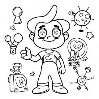 Jimmy Neutron mit seinen Erfindungen Ausmalbild | Jimmy Neutron Ausmalbild