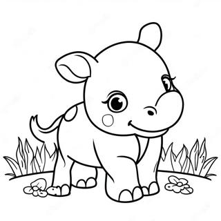 Süßes Baby Nashorn Ausmalbild | Nashorn Ausmalbild