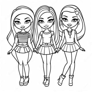 Stylische Bratz Modenschau Ausmalbild | Mode Bratz Ausmalbild