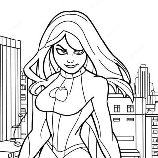 Gwen Stacy im Spider-Man Kostüm Ausmalbild | Gwen Stacy Ausmalbild