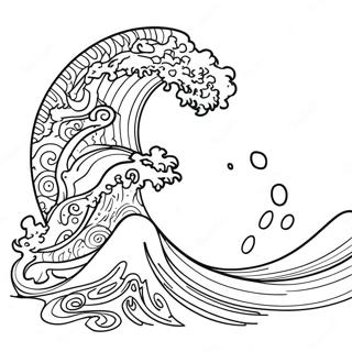 Mächtige Tsunami-Welle Ausmalbild | Tsunami Ausmalbild