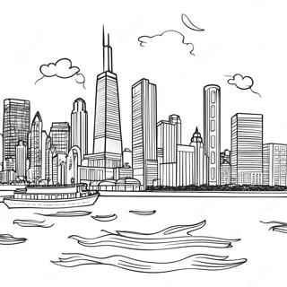 Chicago Skyline Ausmalbild | Chicago Ausmalbild