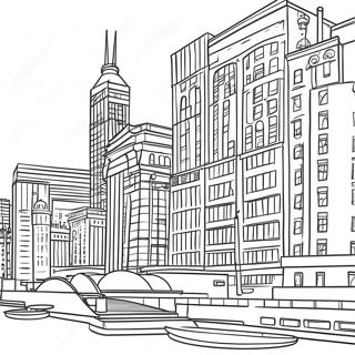 Bunte Chicago Architektur Ausmalbild | Chicago Ausmalbild