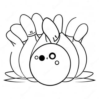 Bunte Bowlingkugel und Pins Ausmalbild | Bowling Ausmalbild