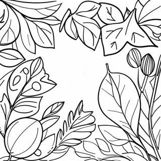 Bunte Herbstblätter Ausmalbild | Herbstblätter Ausmalbild