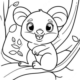 Verspieltes Opossum im Baum Ausmalbild | Opossum Ausmalbild