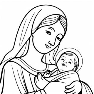 Maria und das Jesuskind Ausmalbild | Krippe Ausmalbild