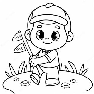 Niedlicher Cartoon-Golfer Ausmalbild | Golf Ausmalbild