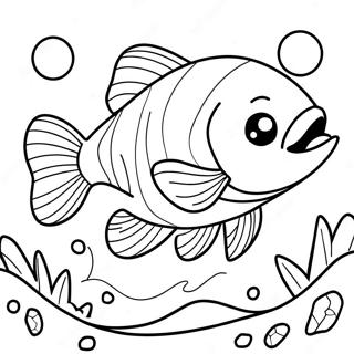 Niedlicher Cartoon-Lachs Ausmalbild | Lachs Ausmalbild