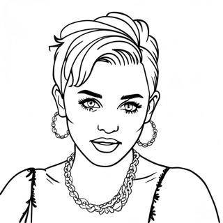 Miley Cyrus mit bunten Haaren Ausmalbild | Miley Cyrus Ausmalbild