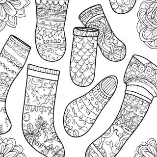 Buntes Sockenmuster Ausmalbild | Socken Ausmalbild