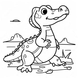 Abenteuerlicher Alligator Ausmalbild | Tieralphabet Ausmalbild
