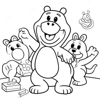 Barney und Freunde beim Spielen Ausmalbild | Barney Ausmalbild