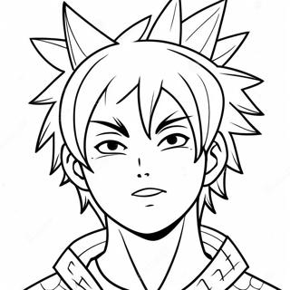 Cooler Anime Junge mit stacheligen Haaren Ausmalbild | Anime Junge Ausmalbild
