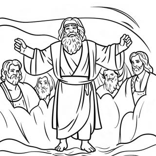 Moses teilt das Rote Meer Ausmalbild | Exodus Ausmalbild