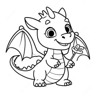 Glücklicher Babydrache beim Spielen Ausmalbild | Baby Drache Ausmalbild
