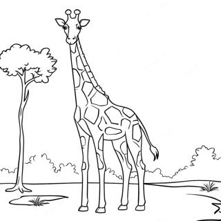 Majestätische Giraffe Stehend Ausmalbild | Realistische Giraffe Ausmalbild