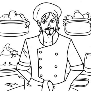 Sanji im stilvollen Kochoutfit Ausmalbild | Sanji Ausmalbild