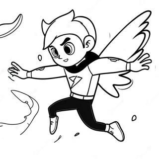 Danny Phantom fliegend in Geisterform Ausmalbild | Danny Phantom Ausmalbild