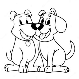 Verspieltes KatzeHund Duo Ausmalbild | KatzeHund Ausmalbild
