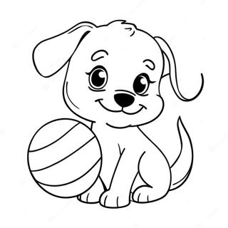 Verspielter Welpe mit Ball Ausmalbild | Lustiger Hund Ausmalbild