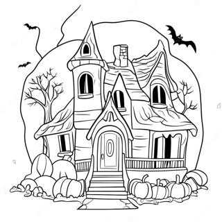 Gruseliges Monsterhaus Ausmalbild | Monsterhaus Ausmalbild